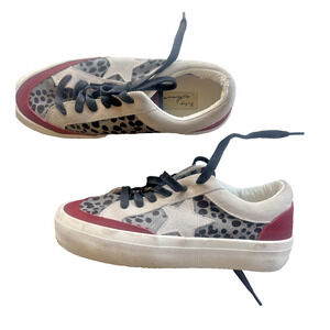 Vintage Havana Rooster Animal Cheetah Print Low Top Lace Up Sneakers Shoes 6